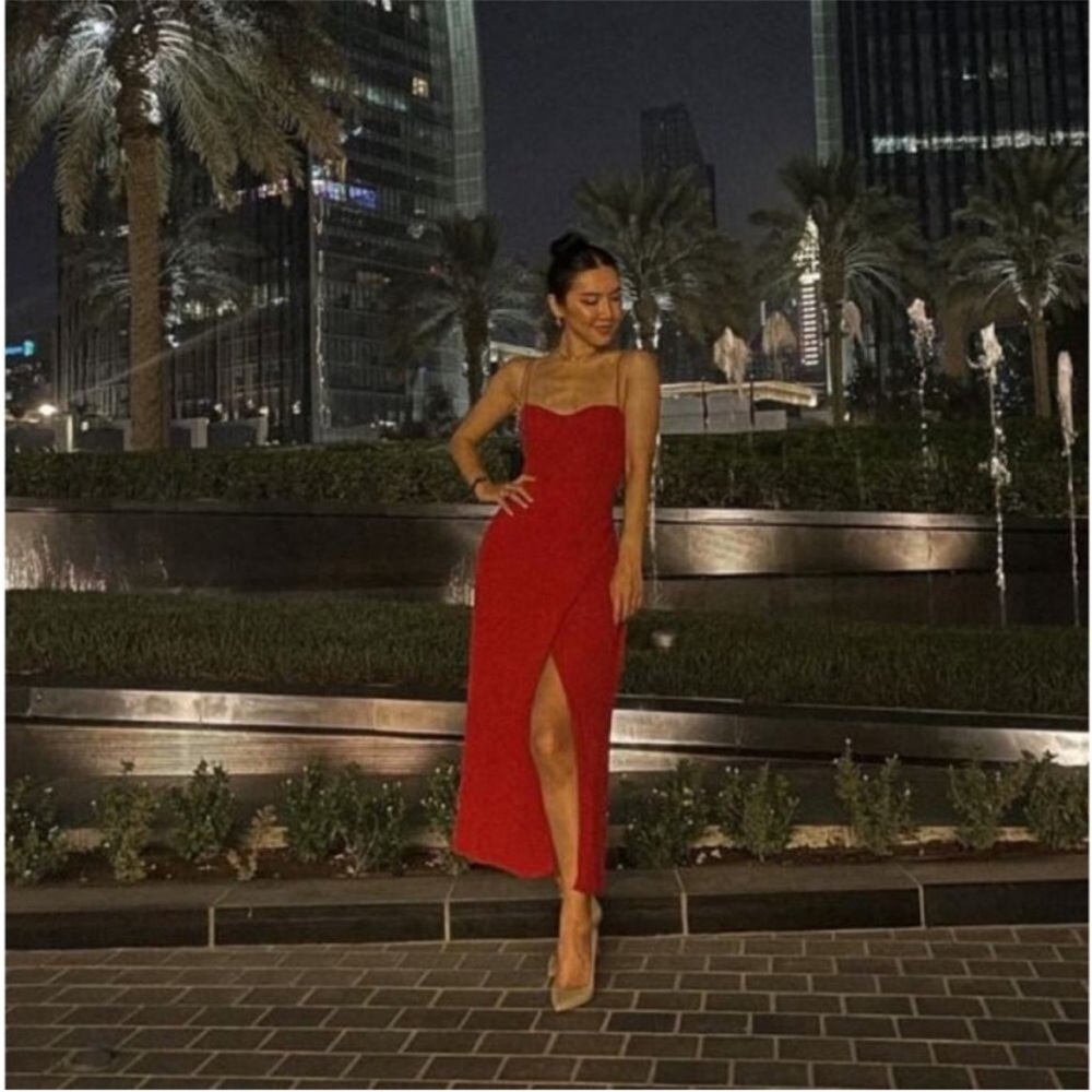 Reformation Kourtney Dress in Cherry Red - Picture 5 of 14